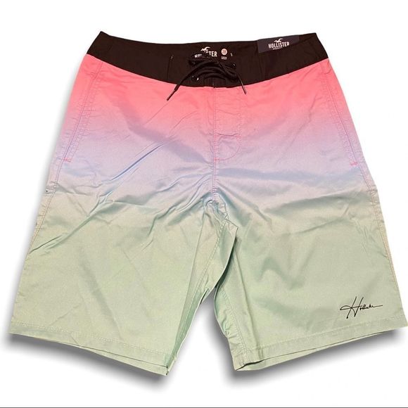 Hollister Other - NWT - Hollister Men's Ombre Boardshorts 9" (Pink to Green & Black Lace)